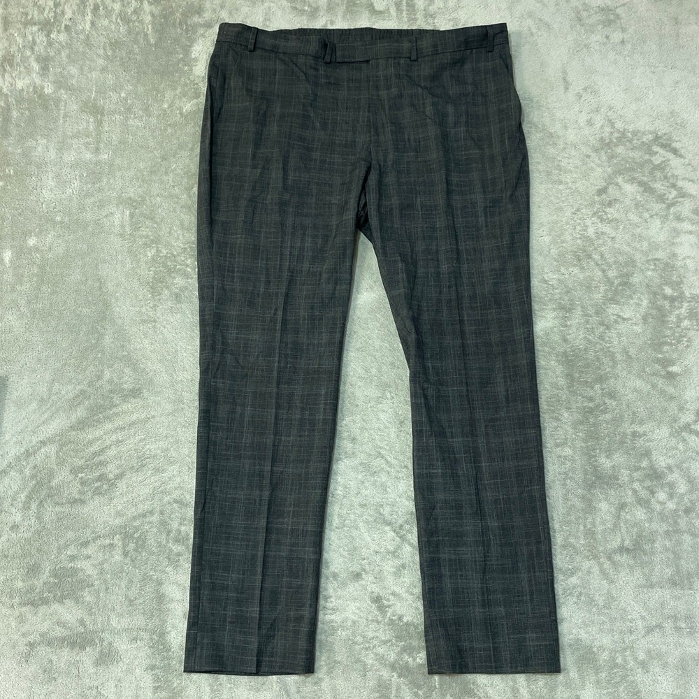 NWT Kenneth Cole Techni-Cole Dress Pants Men's 42x32 Charcoal Gray Plaid